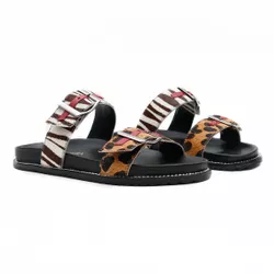 Sandália Papete - Kyara, Animal Print - 21225 - ANALAURACALCADOS