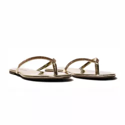 Rasteira Flat - Sol, Ouro Light. - 20325OL - ANALAURACALCADOS