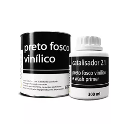 KIT PRETO FOSCO VINILICO 600ML + CATALISADOR 300ML... - Andraort Tintas