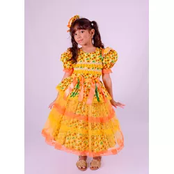 Vestido Junino luxo Rainha do milho - estampa excl... - Ateliê NewBaby