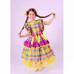 Vestido Junino luxo Premium Matutinha - estampa ex... - Ateliê NewBaby