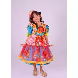 Vestido Junino Luxo quadrilhar vermelho - Ateliê NewBaby