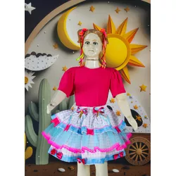 Saia 3 Marias - xadrez rosa - Ateliê NewBaby