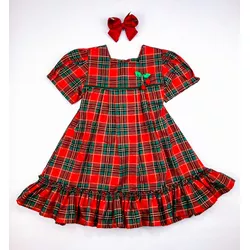 Vestido Evelin - Xadrez Natalino - Ateliê NewBaby
