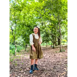 Vestido Botões Com Blusa -verde Oliva - Ateliê NewBaby