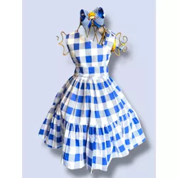 Vestido Helena - xadrez azul - Ateliê NewBaby