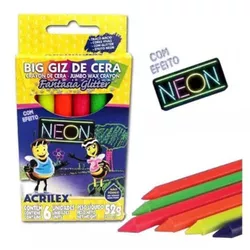 Big Giz de Cera Neon/Glitter C/6 Cores Acrilex - BAIUCA