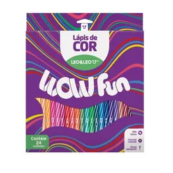 Lápis de Cor Wow - Caixa com 24 Cores Redondos Leo... - BAIUCA