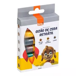 Giz de Cera Retrátil 6 Cores BRW - BAIUCA