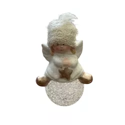Anjo de Natal com Luz LED 17cm Branco e Dourado - ... - BAIUCA