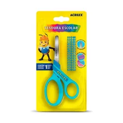 Tesoura Escolar com Kit Alfabeto Azul Acrilex - BAIUCA