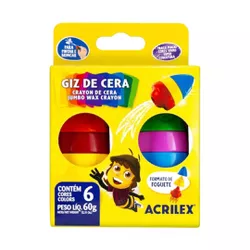 Giz de Cera 6 Cores Foguete Acrilex - BAIUCA