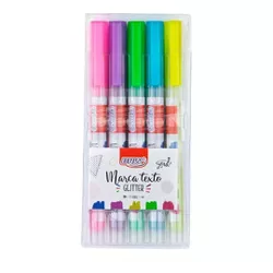 Kit Marca Texto C/ 5 Cores Glitter Chanfrado Brw - BAIUCA
