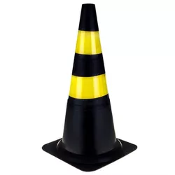 CONE P/SINAL.FLEXIVEL PRETO/AMARELO 75CM 700.00653... - COLOMARTI FERRAMENTAS
