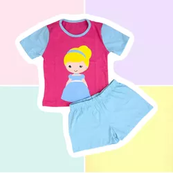 PIJAMA INFANTIL FEMININO - CINDERELA ROSA PINK - 7... - Bella Mini