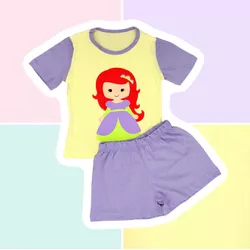 PIJAMA INFANTIL FEMININO - ARIEL AMARELO - 00504 - Bella Mini