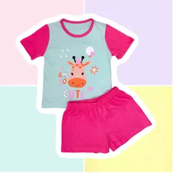 PIJAMA INFANTIL FEMININO - GIRAFA VERDE BEBÊ - 720 - Bella Mini