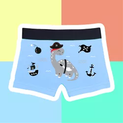 CUECA INFANTIL - DINO PIRATA AZUL BEBÊ - 00537 - Bella Mini