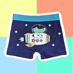 CUECA INFANTIL - JACARÉ FOGUETE AZUL MARINHO - 549 - Bella Mini