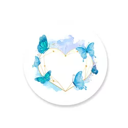 Capa Painel Redondo Borboleta Azul Coração 02 - Loja | Bibi Painéis