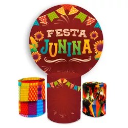 Kit Capa Painel + Trio Cilindros Festa Junina Verm... - Loja | Bibi Painéis