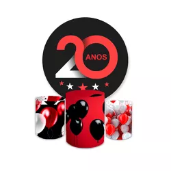 Kit Capa Painel + Trio Cilindros 20 Anos Preto Com... - Loja | Bibi Painéis