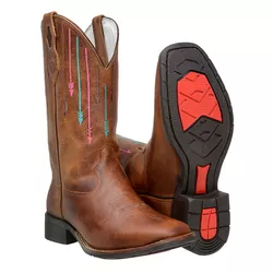 Bota Feminina Country Em Couro Bovino Com Bordados... - BOTAS MANGALARGA