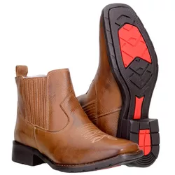 Botina Texana em Couro Masculina Cor Castor - 472-... - BOTAS MANGALARGA