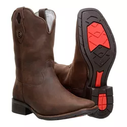 Bota Texana Feminina Toda em Couro Legítimo cor Ca... - BOTAS MANGALARGA