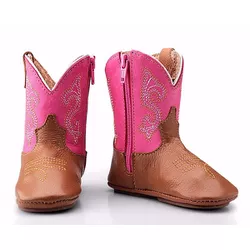 Texana Bebê Em Couro Legítimo Rosa - Baby-Rosa - BOTAS MANGALARGA