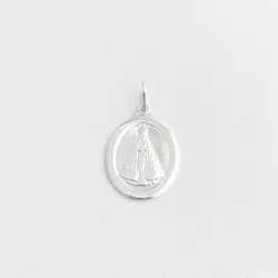 Pingente medalha oval Nossa Senhora Aparecida prat... - BRAGHETTO