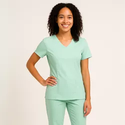 Camisa Scrub Verde Agua em Gabardine - Feminino - ... - BRANCURA