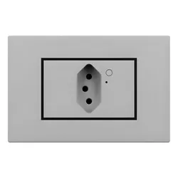 Interruptor Duplo e Tomada 10a Inteligente Zigbee Níquel Aura