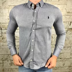 Camisa Manga Longa PRL Cinza Escuro⭐ - 40120 - DROPA AQUI