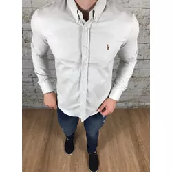 Camisa Manga Longa PRL Cinza Claro⭐ - 40043 - DROPA AQUI