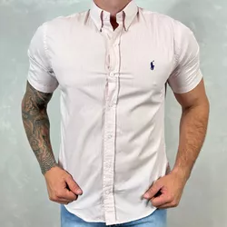 Camisa Manga Curta PRL Micro Xadrez Rosa - 30118 - REI DO ATACADO