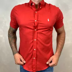 Camisa Manga Curta Linho PRL Vermelho - 30153 - LOJA VIPIX