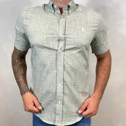 Camisa Manga Curta Linho PRL Cinza⭐ - 30156 - LOJA VIPIX
