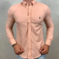 Camisa Manga Longa Linho PRL Salmão - 40030 - DROPA AQUI