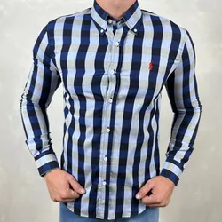Camisa Manga Longa PRL Xadrez Azul⭐ - 40397 - DROPA AQUI