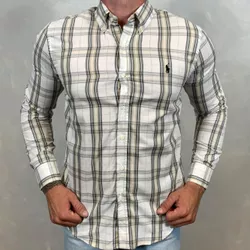 Camisa Manga Longa PRL Xadrez Branco⭐ - 40332 - DROPA AQUI
