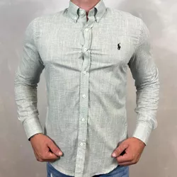 Camisa Manga Longa Linho PRL Verde - 40343 - DROPA AQUI
