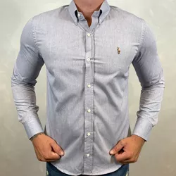 Camisa Manga Longa PRL Cinza⭐ - 40373 - DROPA AQUI