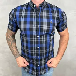 Camisa Manga Curta PRL Xadrez Azul - 30283 - REI DO ATACADO