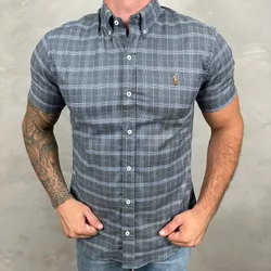 Camisa Manga Curta PRL Xadrez Cinza ⭐ - 30287 - DROPA AQUI