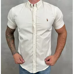 Camisa Manga Curta PRL Micro Xadrez Bege ⭐ - 30289... - REI DO ATACADO