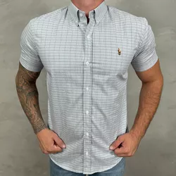 Camisa Manga Curta PRL Xadrez Cinza ⭐ - 30299 - DROPA AQUI