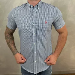 Camisa Manga Curta PRL Xadrez Azul - 30331 - REI DO ATACADO