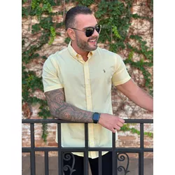Camisa Manga Curta PRL Xadrez Amarelo - 30382 - REI DO ATACADO