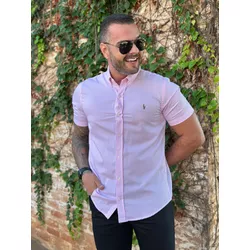 Camisa Manga Curta Xadrez PRL Rosa - 30383 - REI DO ATACADO